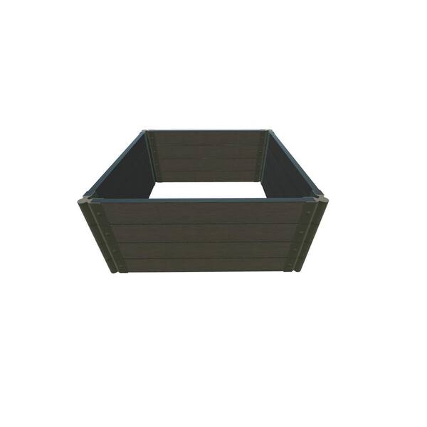 Frame It All Weathered Wood Composite Raised Garden Bed 4 ft. x 4 ft. x 22 in. 2 in. Profile