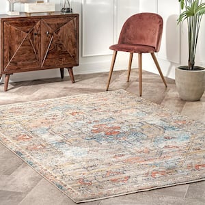 Marley Cardinal Cartouche 5 ft. x 7 ft. Beige Traditional Living Room/Bedroom/Dining Room Area Rug