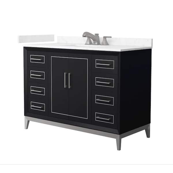Marlena 48 in. Single Freestanding Black Bath Vanity with Carrara Cultured Marble Top Assembled