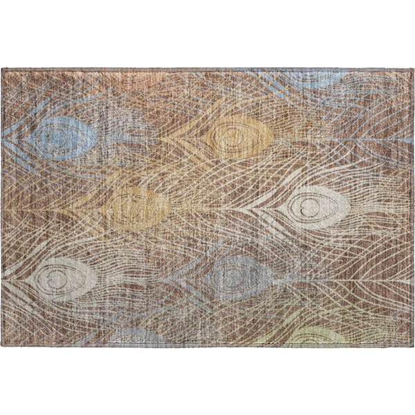 Mayfield Premium Machine Washable Abstract AMF2273 Brown 2 ft. x 3 ft. Accent Rug