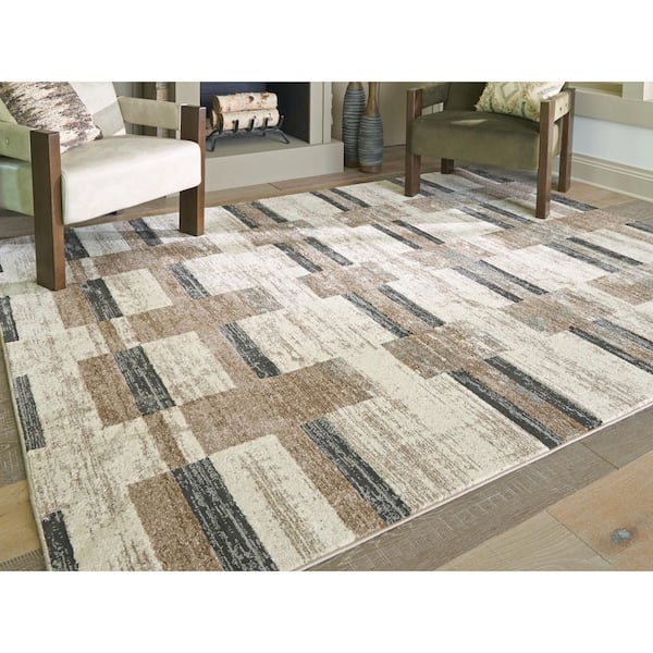 Alstone 8 ft. x 10 ft. Beige/Light Gray Striped Area Rug