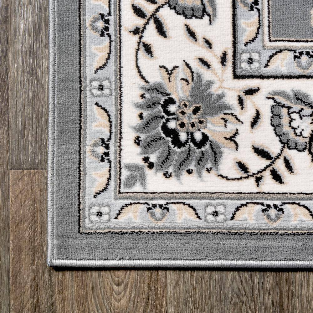 Gray and Cream 4' x 6' Reversible Synthetic Area Rug