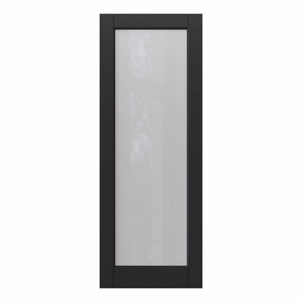 32 in. x 80 in. Solid Core MDF 1-Lite Tempered Frosted Glass and Manufacture Wood Black Finished Interior Door Slab price history on PriceWatchPro