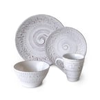 Allegra 16-Piece Casual White Stoneware Dinnerware Set (Service for 4)