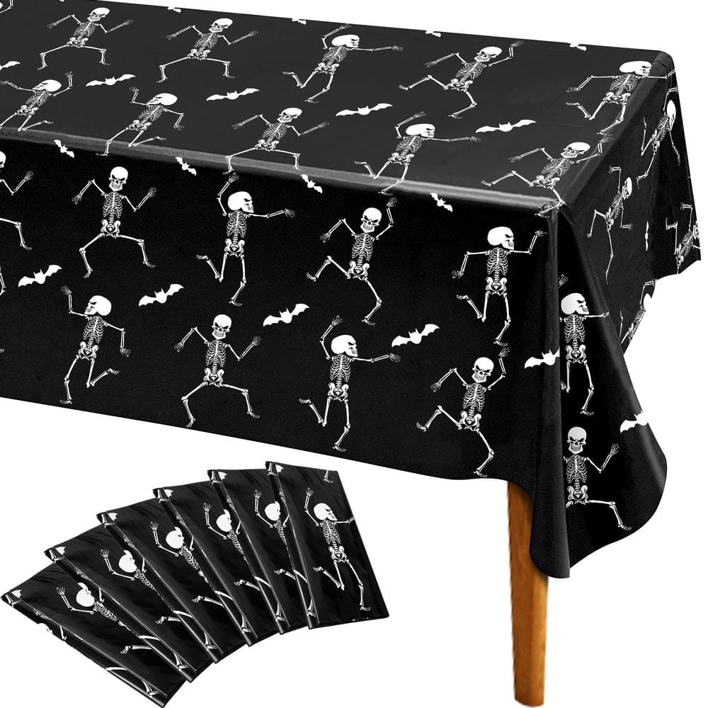 54 in. x 108 in. Disposable Rectangular Halloween Skeleton Table Cover for Halloween Ghost Themed Party (6-Pack) price history on PriceWatchPro