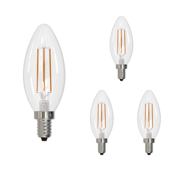 Bulbrite 60 - Watt Equivalent Warm White Light B11 (E12) Candelabra Screw Base Dimmable Clear 2700K LED Light Bulb (4-Pack)