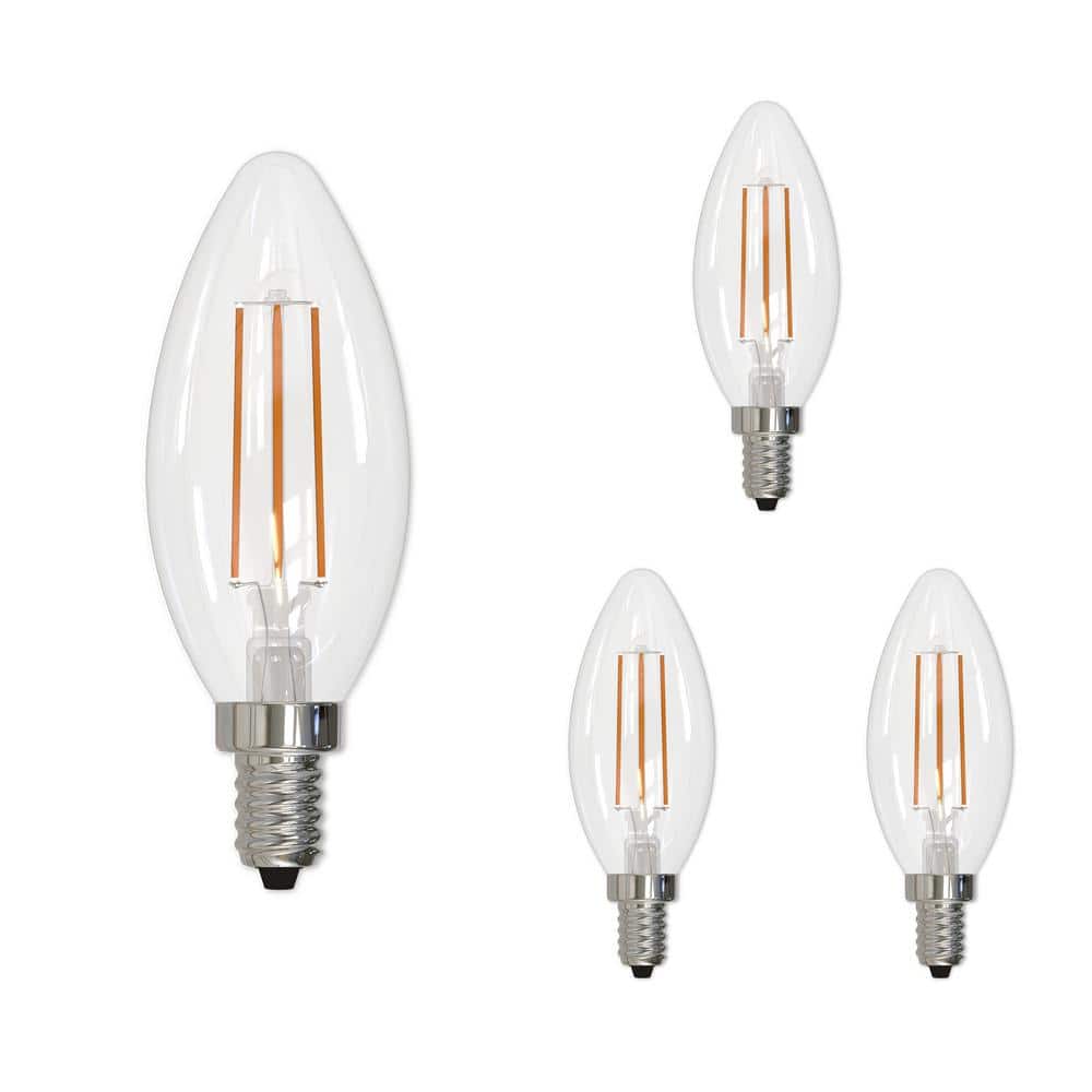 Bulbrite 60 - Watt Equivalent Warm White Light B11 (E12) Candelabra Screw Base Dimmable Clear 2700K LED Light Bulb (4-Pack) -  861686
