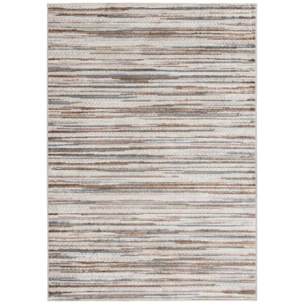 6 ft. x 9 ft. White/Brown Natural Stripe Area Rug