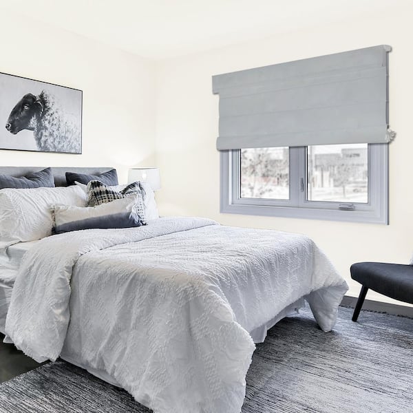 Chicology Cut-to-Size Daily Grey Cordless Light Filtering Privacy Polyester Roman Shade 26.5 in. W x 48 in. L