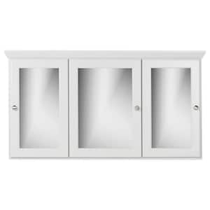 48 in. W x 27 in. H x 6.5 in. D Tri-View Surface-Mount Medicine Cabinet Rounded/Mirror in Dewy Morning