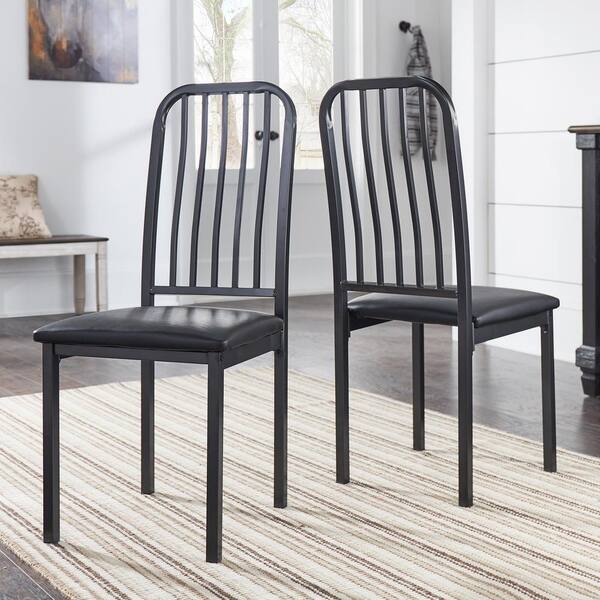 black metal dining chairs set of 2