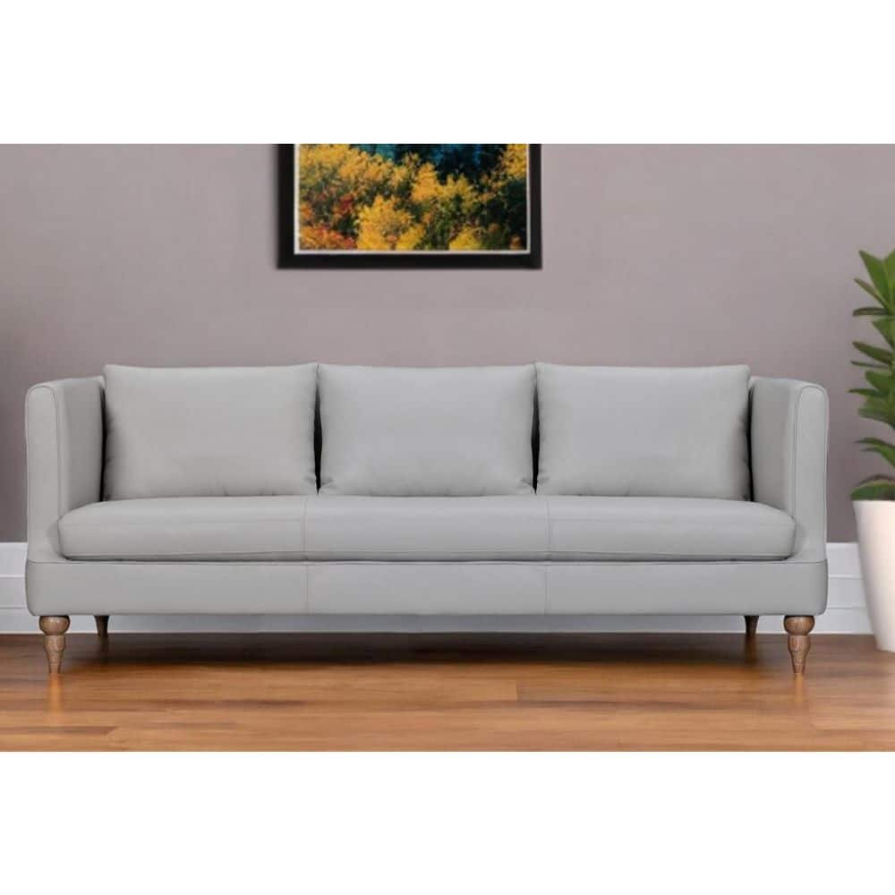 HomeRoots 85.00 in. Track Arm Leather Rectangle Sofa Weathered