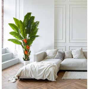 8 ft. Indoor Artificial Flowering Travelers Palm Tree