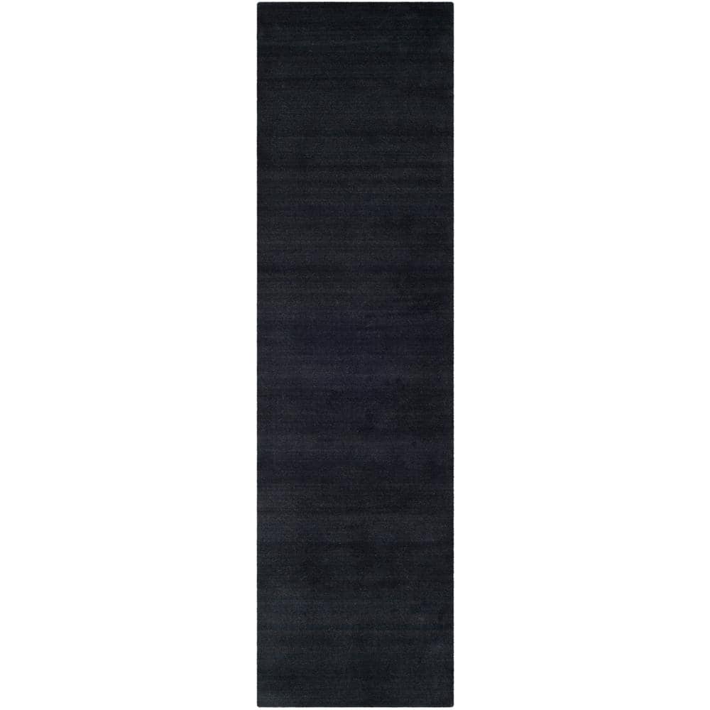 SAFAVIEH Himalaya Rachelle Solid Wool Runner Rug  Black  2 3  x 12