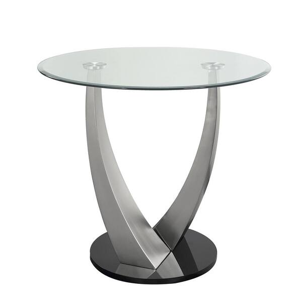 Furniture of America Calvin Modern Sliver Glass 42 in. Pedestal Round ...