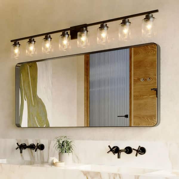 60 in. W x 30 in. H Rectangular Aluminum Framed Wall Bathroom Vanity Wall Mount Mirror in Black