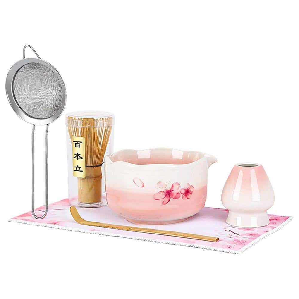 JFVKAF 7-Piece Matcha Ceremony Kit Sakura Cherry Blossom Set with