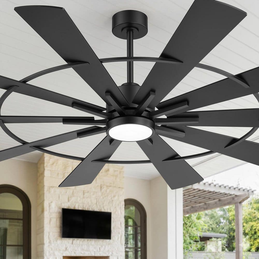◆ニチベイ◆ウッドブラインド◆W1220×H920◆O-2506BL7◆ Breezary Vincent III 72 in. Windmill Black Ceiling Fan with LED