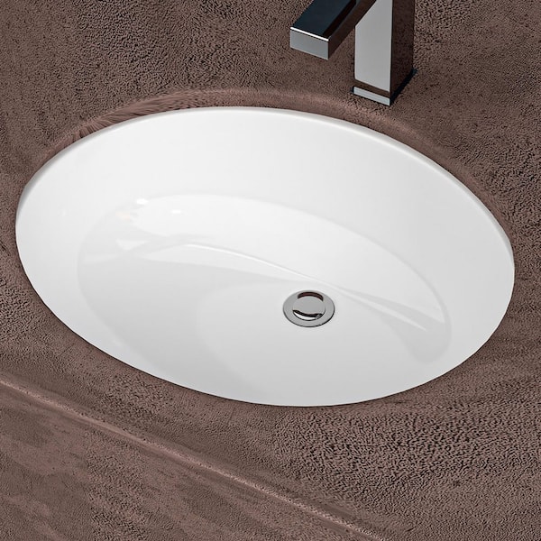 19.5 in. Undermount Oval Bathroom Sink with Overflow in White Ceramic