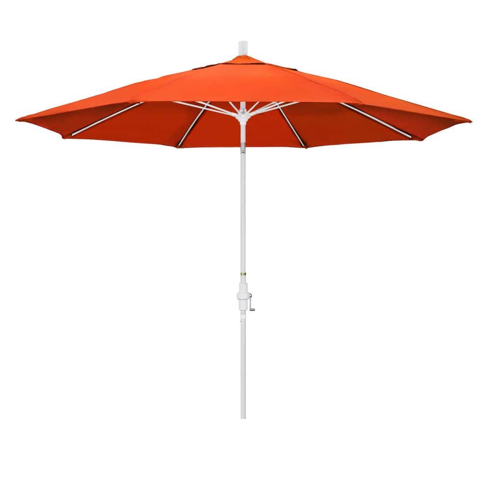 11 ft. Matted White Aluminum Market Patio Umbrella Fiberglass Ribs Collar Tilt Crank Lift in Melon Sunbrella price history on PriceWatchPro