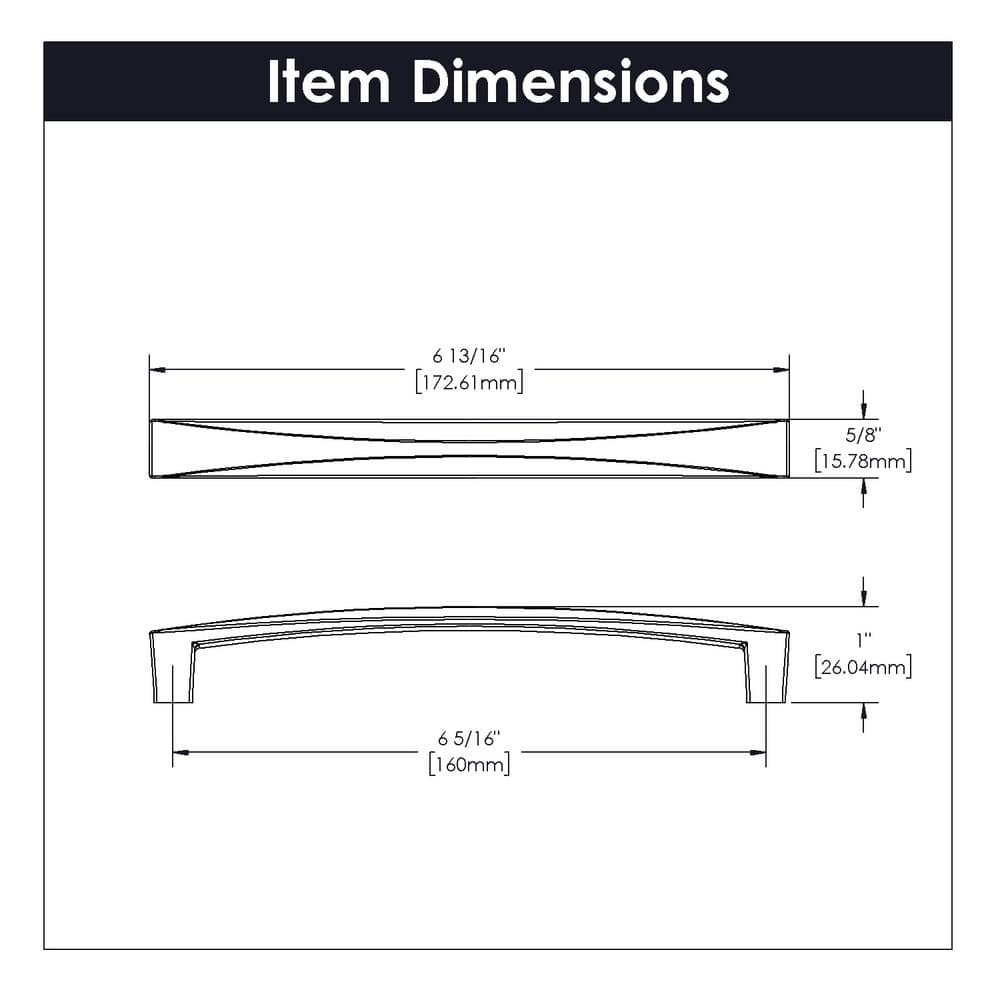 Crest Chrome Modern Bar Cabinet Pull with Mounting Hardware