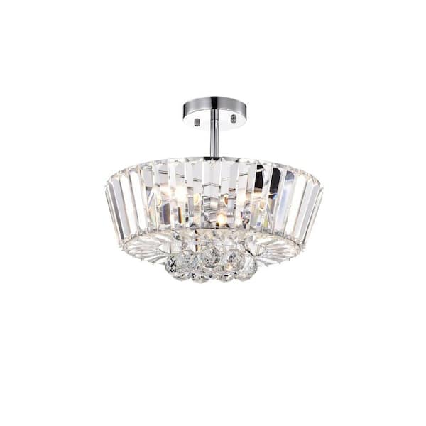 Warehouse of Tiffany Sero 16 in. 4-Light Indoor Chrome Semi-Flush Mount Chandelier with Light Kit
