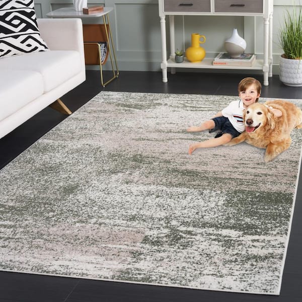 SAFAVIEH Adirondack Ivory/Dark Green 8 ft. x 10 ft. Abstract Marle