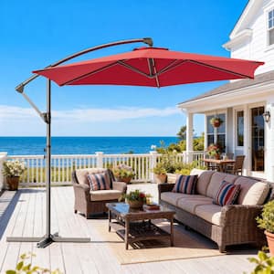 coral coast 10 ft steel offset patio umbrella Best Choice Products 10ft Hanging Outdoor Market w/ Easy Tilt Adjustment This umbrella has a classic Elegant Red Patio Umbrella with