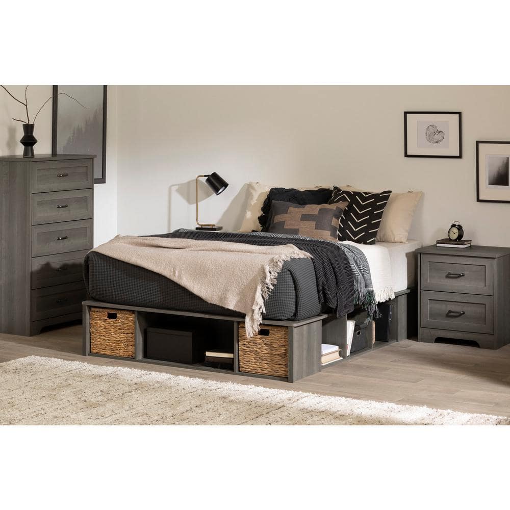 Gray Maple 2-Drawer Farmhouse Nightstand
