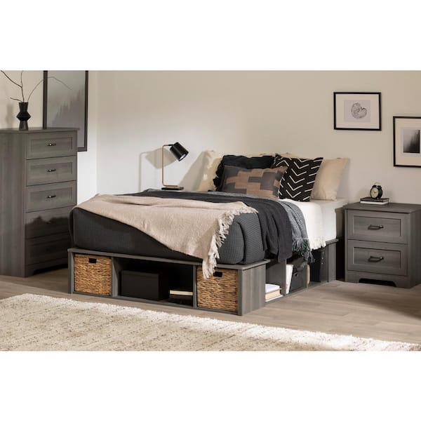 South Shore Prairie 2-Drawer Nightstand, Gray Maple
