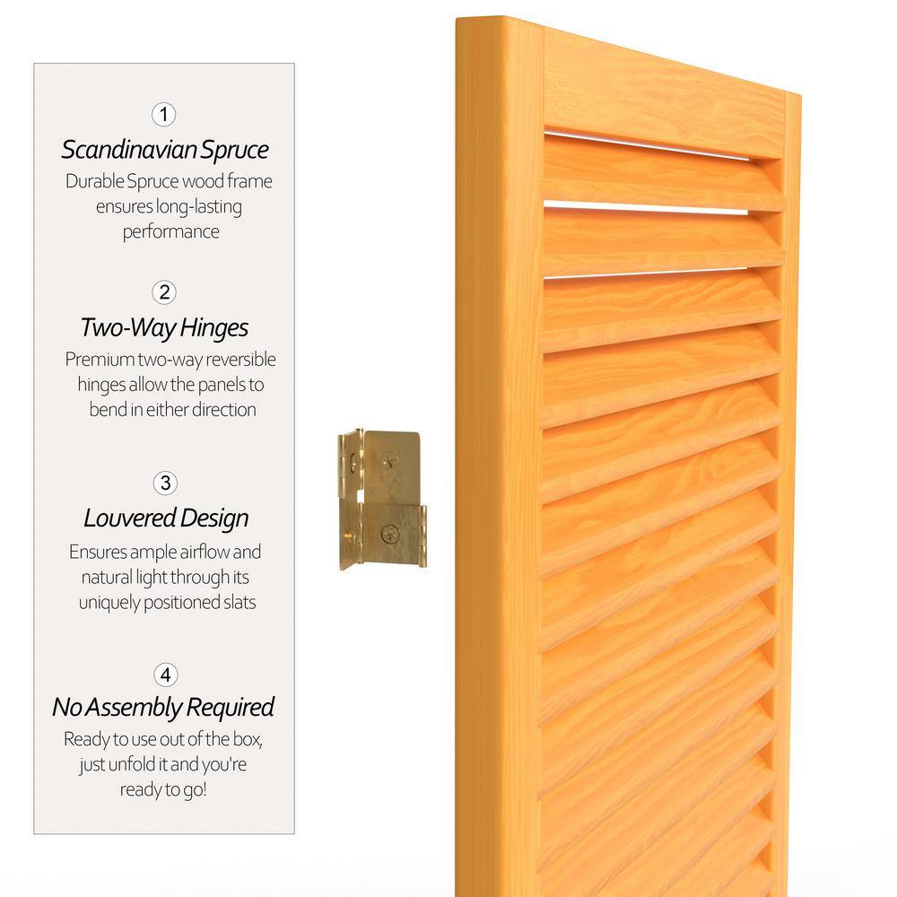 Honey Oak 64" Folding 3-Panel Room Divider