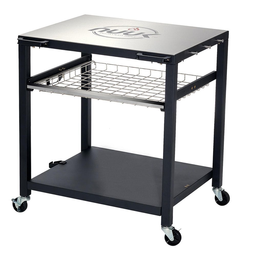 NUUK 30 in. Outdoor Pizza Oven Grill Cart, Stainless Steel Prep Table with Wheels, Slide-Out Shelf and BBQ Cart