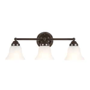 Ashhurst 3-Light Oil Rubbed Bronze Vanity Light with Frosted Glass Shades