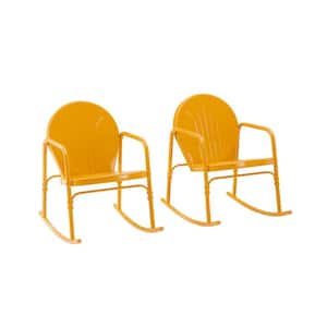 Griffith Tangerine Metal Outdoor Rocking Chair (2-Pack)