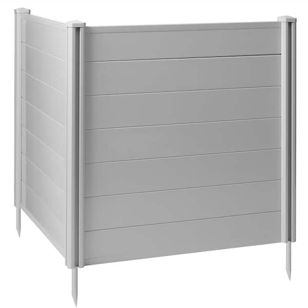 42 in. x 42 in. Privacy Screen Outdoor Vinyl Fence Panel for AC / Trash-Gray
