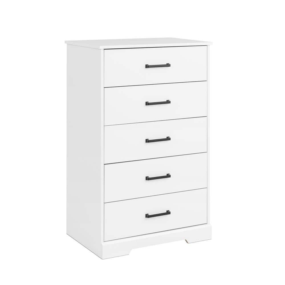 White Farmhouse 5-Drawer Vertical Dresser
