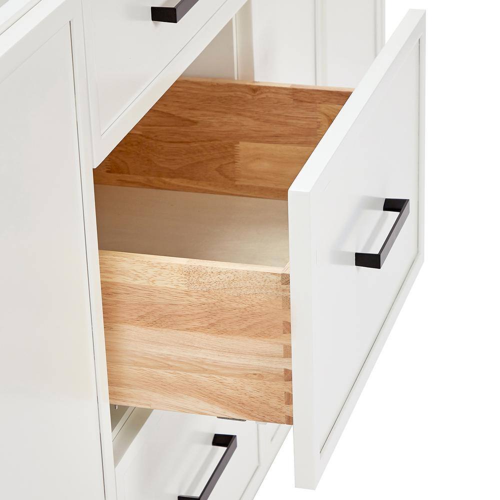 White Solid Wood Double Sink Bathroom Vanity with Carrara Quartz Top