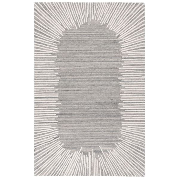 SAFAVIEH Fifth Avenue Grey/Ivory 4 ft. x 6 ft. Border Geometric Area Rug