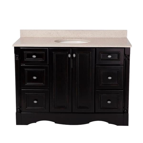 St. Paul Valencia 48 in. Vanity in Antique Black with Colorpoint Vanity Top in Maui