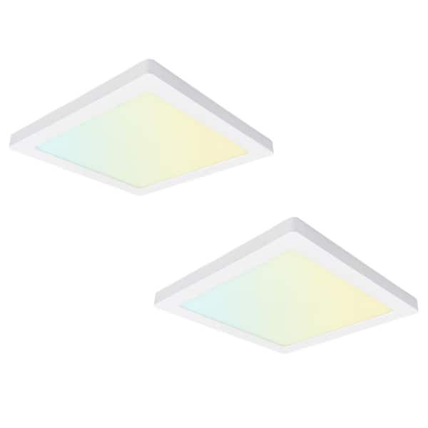 Sofiton 2-Pack 12 in. 24-Watt White New Ultra-Low Profile Integrated LED Flush Mount Light 3CCT Selectable Slim Ceiling Light