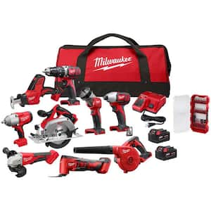 M18 18V Lithium-Ion Cordless Combo Kit (9-Tool) with (2) Batteries, Charger & SHOCKWAVE Screw Driver Bit Set (25-Piece)