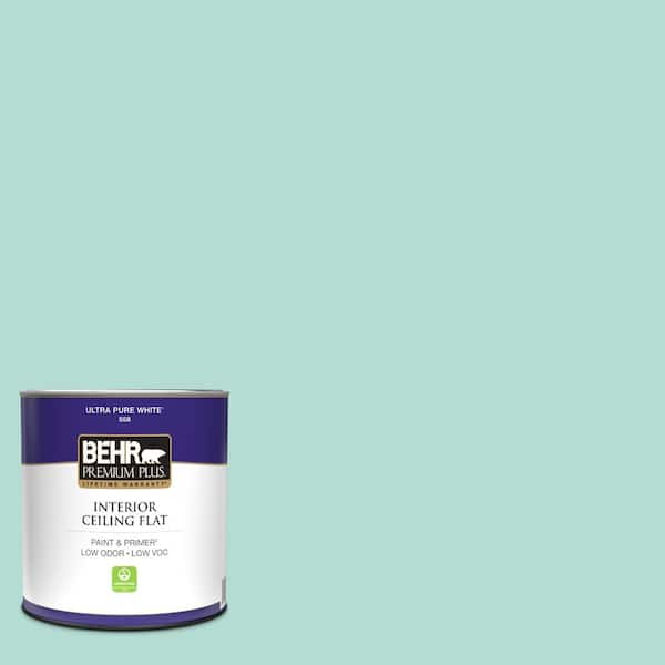 BEHR PREMIUM PLUS 1 qt. #490C-3 Balmy Seas Ceiling Flat Interior Paint