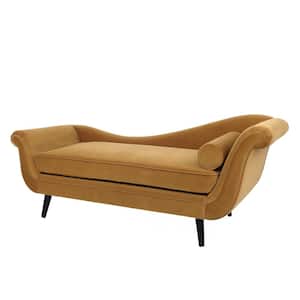 Xane Turmeric Orange Velvet Chaise Lounge