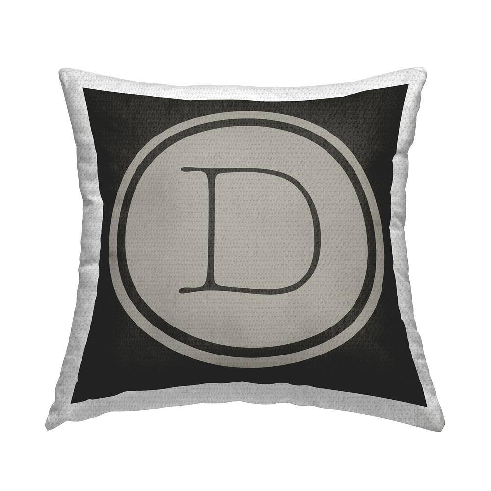 Modern D Initial Circular Typewriter Key Shape Grey Square Outdoor Throw Pillow price history on PriceWatchPro