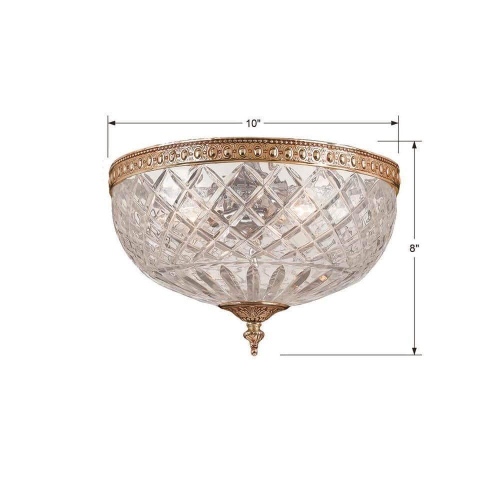 Olde Brass Crystal Bowl 2-Light Flush Mount