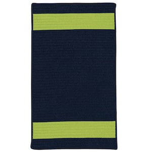 Aurora Navy Green 4 ft. x 6 ft. Stripe Indoor/Outdoor Area Rug