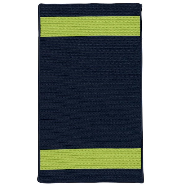 Aurora Navy Green 5 ft. x 7 ft. Stripe Indoor/Outdoor Area Rug