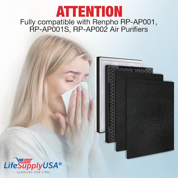 LifeSupplyUSA 3-in-1 True HEPA Replacement Filter Plus Pre