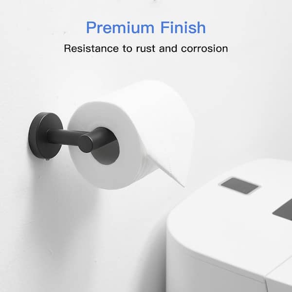 Single Post Toilet Paper Holder Wall Mounted in Matte Black