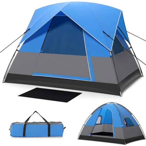 ITOPFOX 4.3 ft. x 4.8 ft. Blue Outdoor Camping Tent with Removable Floor Mat in 3-Person Capacity for Camping